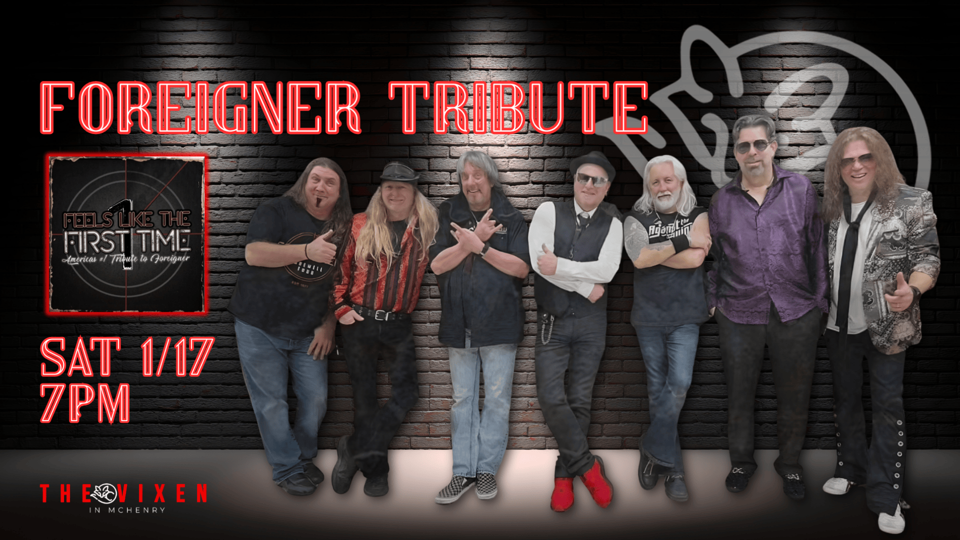 Foreigner tribute - feels like the first time at the vixen mchenry on january 17 at 7pm