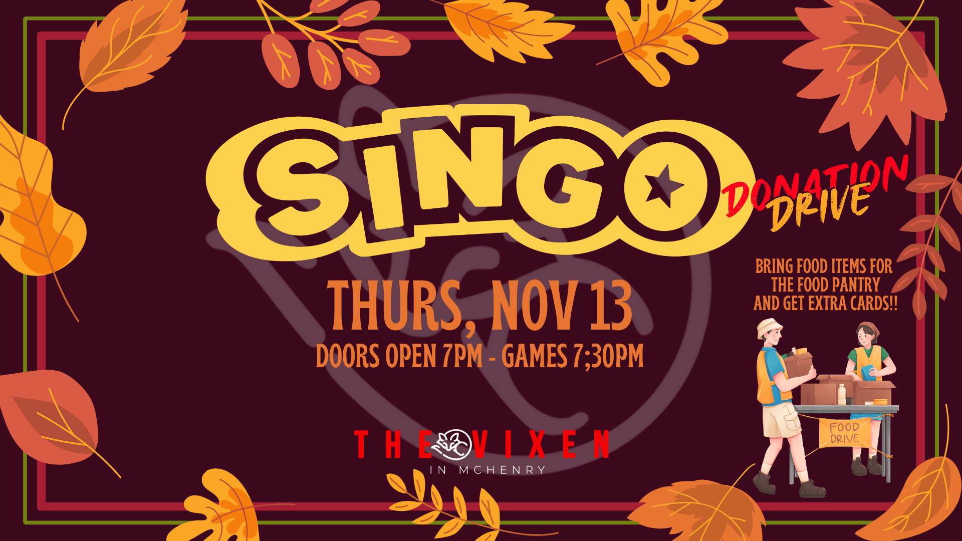 SINGO AND LOCAL FOOD DRIVE NOV 13